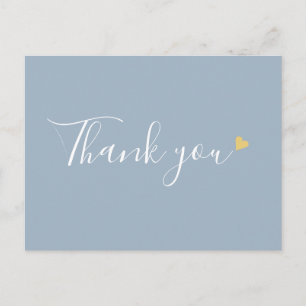 Dusty Blue Gold Herz-Schrift Geschäft Danke Postkarte