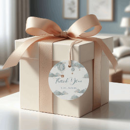 Dusty Blue Gold Hot Air Ballon Erster Geburtstag Geschenkanhänger