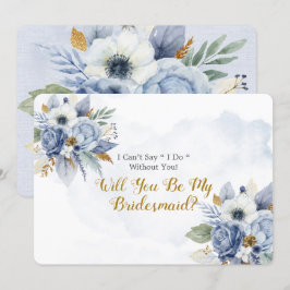 Dusty Blue Gold Peony wird meine Bridesmaid sein Einladung