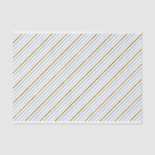 Dusty Blue Gold Striptepapier Seidenpapier (Vorderseite)