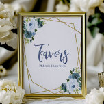 Dusty Blue Gold Watercolor Blumenfavoriten Zeichen Poster<br><div class="desc">Blauer Wasserfarbenflorfavoriten Zeichen</div>
