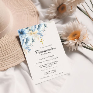 Dusty Blue Gold Wildblume Erste Heilige Kommune Einladung