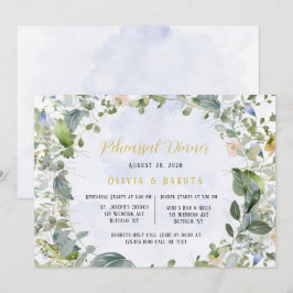 Dusty Blue Gold Wildblumen Probe Dinner Einladung