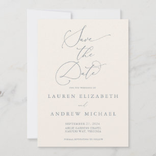 Dusty Blue Gray & Cream Save the Date Minimalistis Einladung