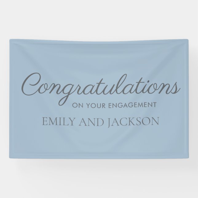 Dusty Blue Gray Elegante Script-Verlobung Banner (Horizontal)