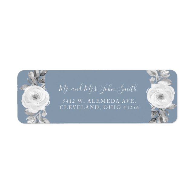 Dusty Blue Gray floral Diamond Wedding Labels (Vorne)