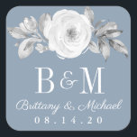 Dusty Blue Gray floral Diamond Wedding Stickers<br><div class="desc">Ein eleganter,  moderner Blumenaufkleber mit einer schönen Anordnung von Aquarellfarben in Grautönen mit staubblauem Hintergrund. Wir können die Blume an Ihr Hochzeitsthema anpassen; einfach an uns bei modern matrimony(at)gmail(dot)com heranreichen und eine Woche für die Anpassung gewähren.</div>