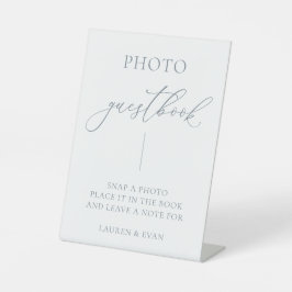 Dusty Blue Gray Minimalistisch Foto Guestbook Sockelschild