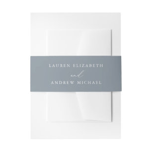 Dusty Blue Gray Minimalistisch Hochzeitseinladung Einladungsbanderole