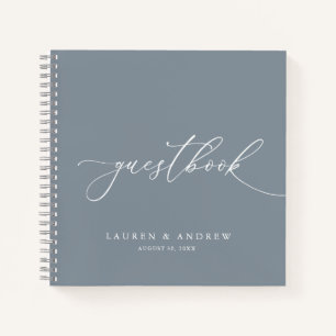 Dusty Blue Gray Minimalistisch Wedding Guestbook Notizbuch