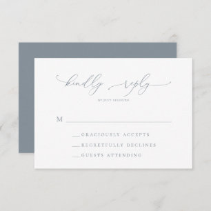 Dusty Blue Gray Minimalistisch Wedding RSVP Card