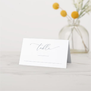 Dusty Blue Gray Minimalistisch Wedding Tischnummer Platzkarte