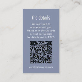 Dusty Blue Gray Modern Minimal Wedding Details QR Begleitkarte