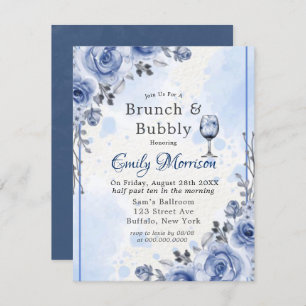 Dusty Blue Gray Peony Brunch & Bubbly Einladung