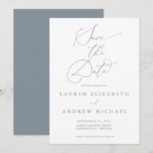 Dusty Blue Gray Save the Date Minimalistisch Einladung