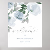 Dusty Blue & Gray Watercolor Brautparty Willkommen