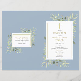 Dusty Blue Green Baptism Christening Program