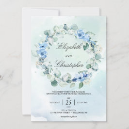 Dusty Blue Green Eucalyptus Wreath Rustic Wedding Einladung