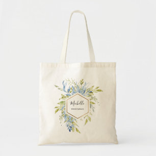 Dusty Blue Green Greenery Gold Frame Bridesmaid Tragetasche