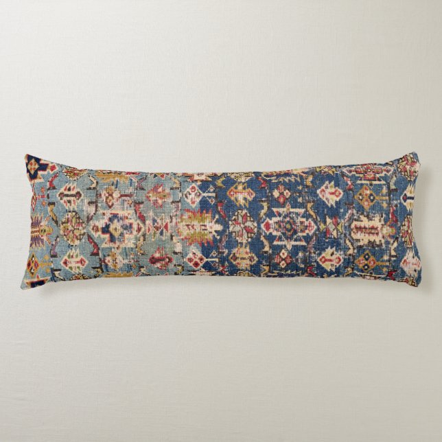 Dusty Blue Green Kuba Yellow Bands  Seitenschläferkissen (Vorderseite)