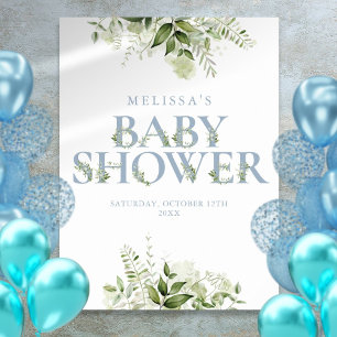 Dusty Blue Greenerenerity Letter Baby Duwer Sign Poster
