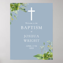 Dusty Blue Greenerity Baptism Begrüßungszeichen Poster