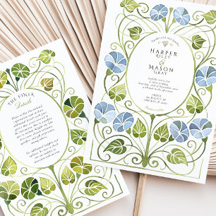 Dusty Blue Greenerity Foliage Wedding Einladung