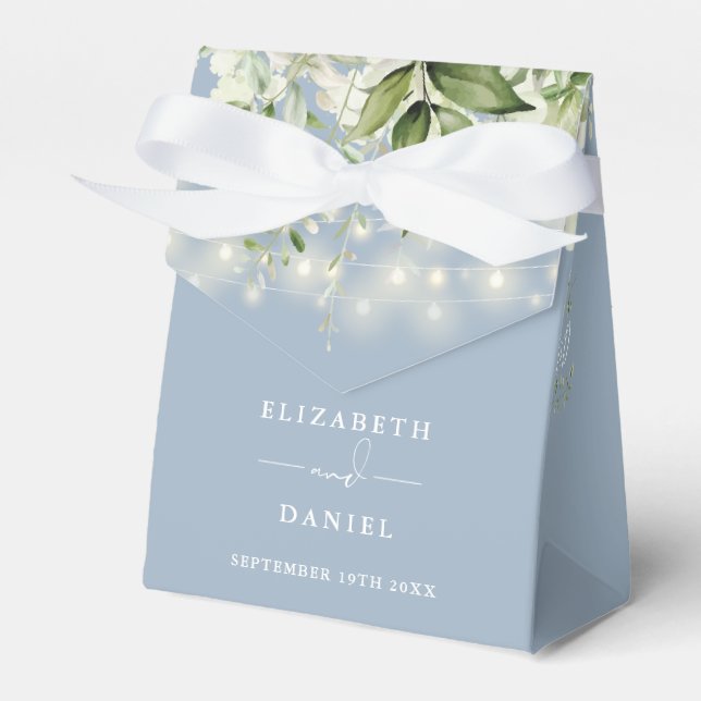 Dusty Blue Greenerity String Lights Wedding Geschenkschachtel (Vorderseite)