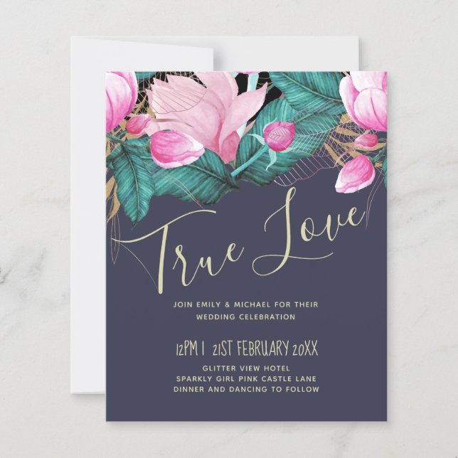 Dusty Blue Greenerity Wedding Stationery BUDGET (Vorderseite)