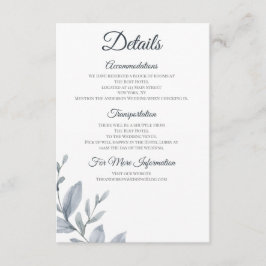 Dusty Blue Greenery Aquarell Unterkünfte Begleitkarte