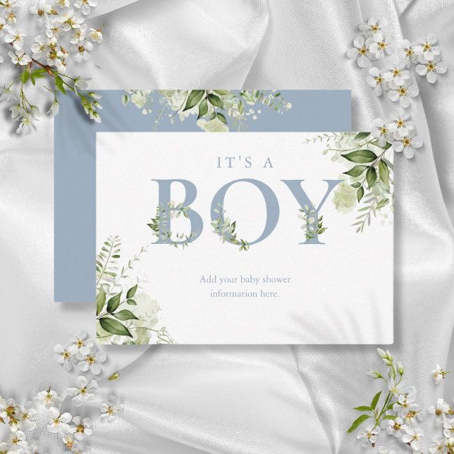 Dusty Blue Greenery Baby Shower Enclosure Card Begleitkarte (Dusty Blue Greenery Baby Shower Enclosure Card)