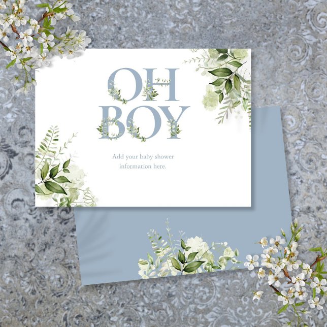 Dusty Blue Greenery Baby Shower Enclosure Card Begleitkarte (Dusty Blue Greenery Baby Shower Enclosure Card)