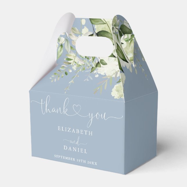 Dusty Blue Greenery Blumenzitzer Geschenkschachtel (Vorderseite)