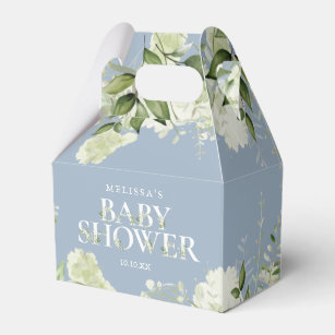 Dusty Blue Greenery Botanical Baby Shower Geschenkschachtel