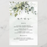 Dusty Blue Greenery Floral Boho Wedding Menu Cards<br><div class="desc">Das Design besticht durch einen Blumenstrauß mit Aquarellgrün, Eukalyptus und einen Sukkulenten über einem staubigen blauen Aquarellspritzer. Das Design bietet auch die Flecken von lackiertem Gold und Grün. Karo auf dem Bildschirm vor der Abreise, um sicherzustellen, dass Ihre persönlichen Daten zu Ihrer Zufriedenheit gedruckt werden. Sie können dieses Design unter...</div>