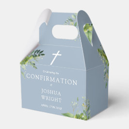 Dusty Blue Greenery Floral Confirmation Geschenkschachtel