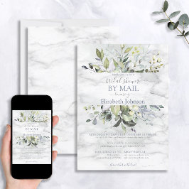 Dusty Blue Greenery Marmordusche per Mail Einladung
