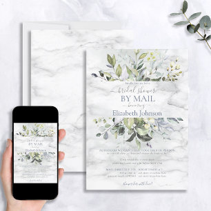 Dusty Blue Greenery Marmordusche per Mail Einladung