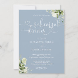 Dusty Blue Greenery Probe Abendessen im Jugendstil Einladung