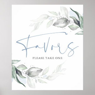 Dusty Blue Greenery und Silver Blätter Favoriten S Poster