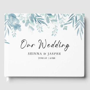 Dusty Blue Greenery Wild Meadow Wedding Gästebuch
