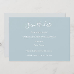 Dusty Blue Grey and White Save the Date Wedding Einladung