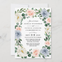 Dusty Blue Grey Blush Pink Peach Engagement Party Einladung