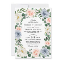 Dusty Blue Grey Blush Pink Peach Floral Wedding