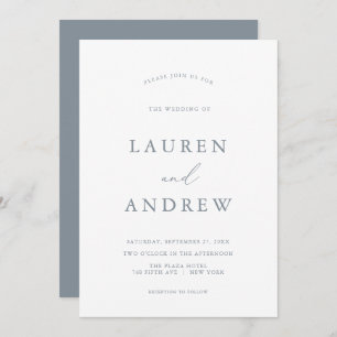 Dusty Blue Grey Formal Minimalistisch Wedding Einladung