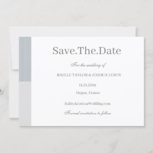 Dusty Blue Grey White Stripes Save the Date Einladung
