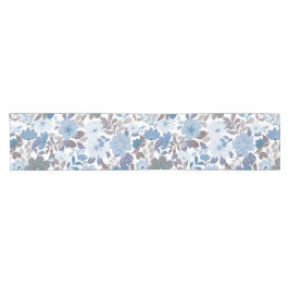 Dusty Blue & Grey Winter Sky Floral Garden Kurzer Tischläufer