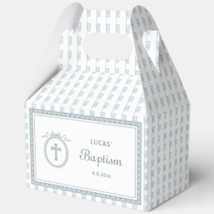 Dusty Blue Griechisch Rahmen Taufe Big Gable Geschenkschachtel