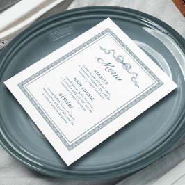 Dusty Blue Griry Frame Menu Menükarte
