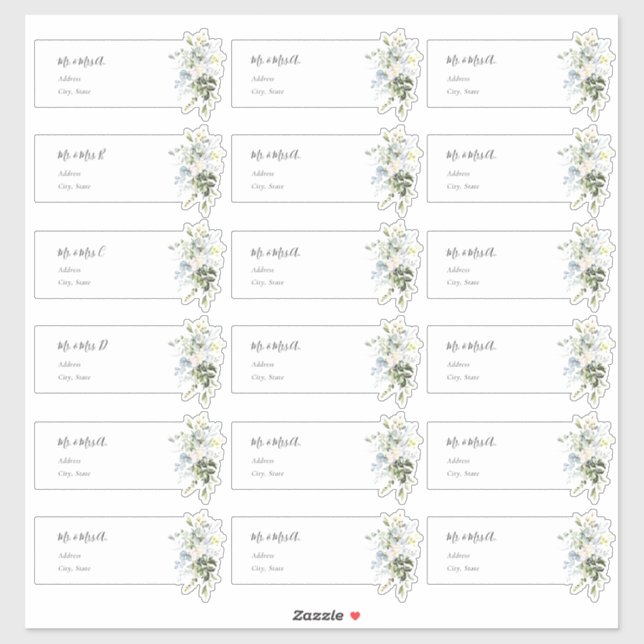 Dusty Blue Gum Guest Address Labels (Blatt)